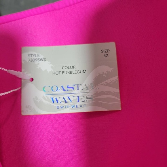 coastal waves swimwear color hot bubblegum high waist sz 3X - Picture 6 of 9